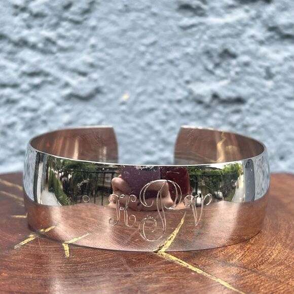 Vintage Sterling Silver Cuff Bracelet Chunky Engraved KPV 925 Danecraft Jewelry - Picture 2 of 10